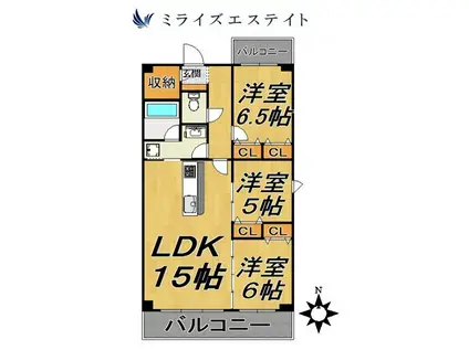 THE ウエスト OAK(3LDK/2階)の間取り写真