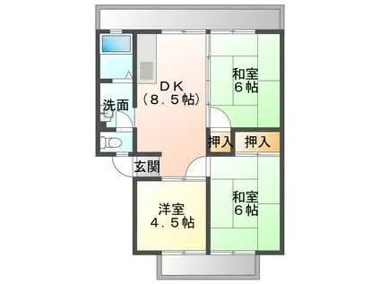 アーバン池田B棟(3DK/2階)の間取り写真