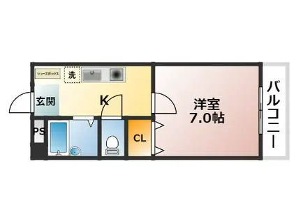 コーラル五色山(1K/4階)の間取り写真