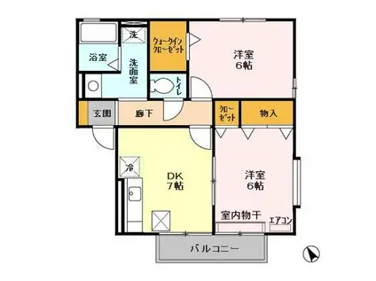 ほほえみABCD(2DK/1階)の間取り写真