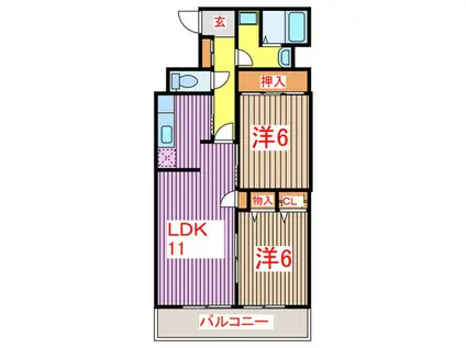 メゾンドクール(2LDK/4階)の間取り写真