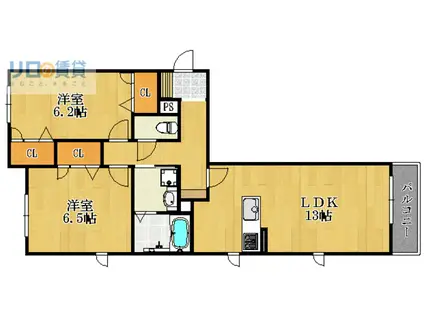 シャーメゾン山本(2LDK/1階)の間取り写真