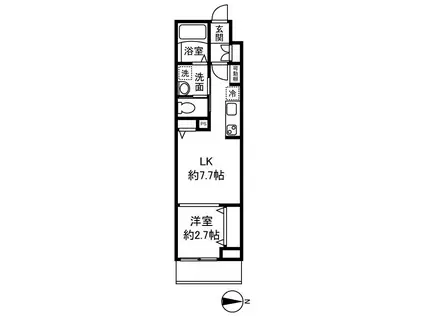 さくら九番館(ワンルーム/1階)の間取り写真