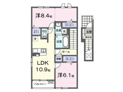 ローラン コート(2LDK/2階)の間取り写真