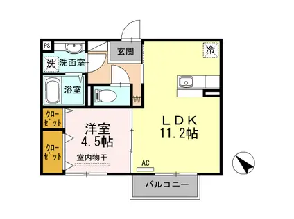 ソレイユ・ガーデン(1LDK/2階)の間取り写真