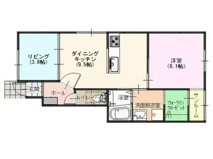 ＪＲ七尾線 横山駅(石川) 徒歩15分 2階建 築9年(2LDK/1階)の間取り写真