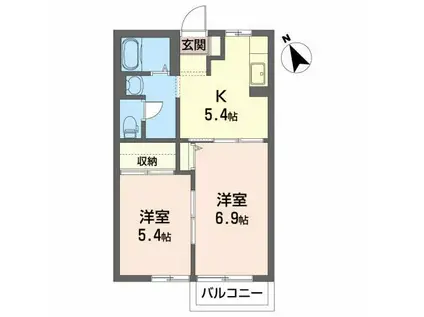 グラン・サラナB(2K/1階)の間取り写真