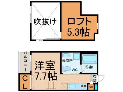 AMOLIR(1K/2階)の間取り写真