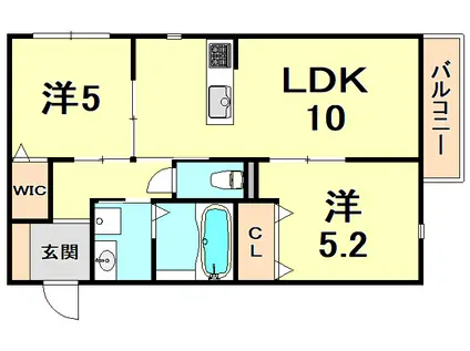アレーズコート苦楽園(2LDK/1階)の間取り写真