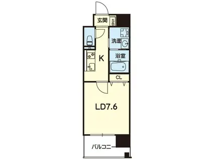 ESTASIA熊本駅前(1K/9階)の間取り写真