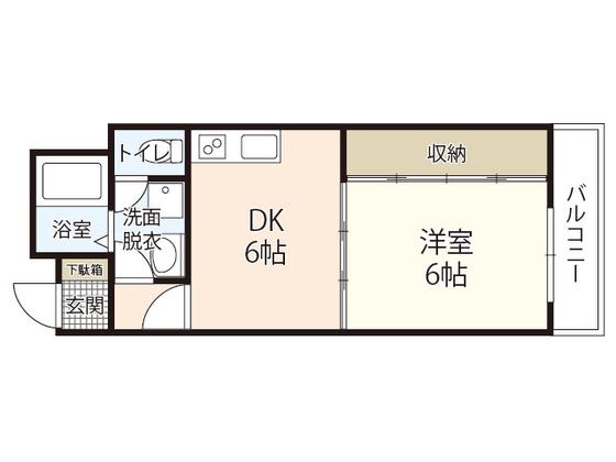 フロール神原(1DK/5階)の間取り写真