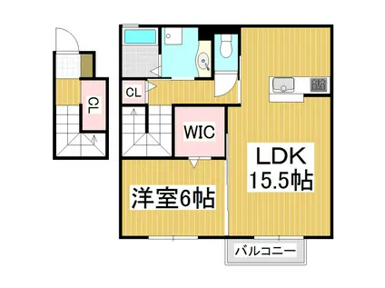 プラシード(1LDK/2階)の間取り写真