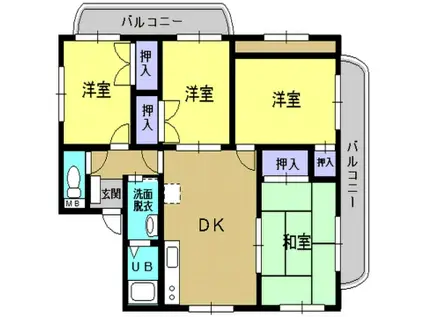 センチュリー21弐番館(4DK/2階)の間取り写真