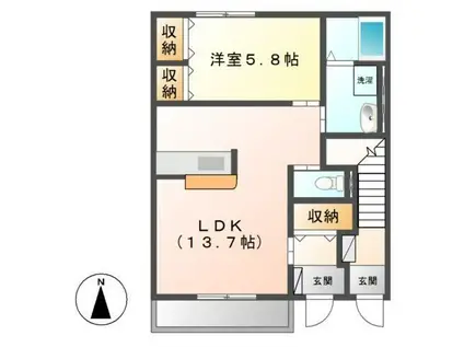 ルミナスA(1LDK/1階)の間取り写真