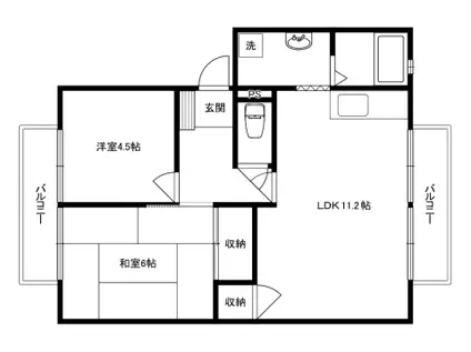 サンコーポ野田II(2LDK/2階)の間取り写真