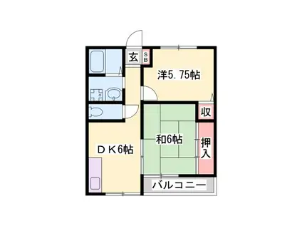 きくやハイツII(2DK/1階)の間取り写真