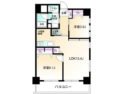 キャッスル・エイト東矢口(2LDK/8階)の間取り写真