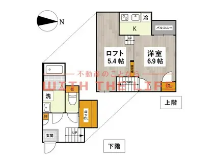 ADC津福(1K/1階)の間取り写真