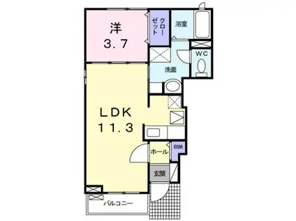 CASA 梅田川(1LDK/1階)の間取り写真