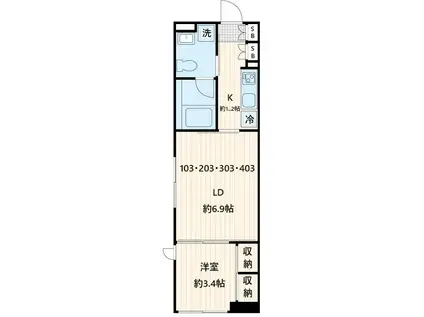 FULLEA不動前 フレア不動前(1LDK/2階)の間取り写真