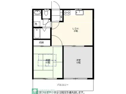 オークパレス東飯能(2LDK/2階)の間取り写真