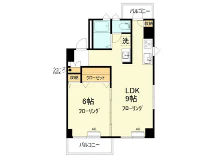 パークショア白雪(1LDK/2階)の間取り写真