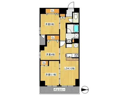 コルザKII(2SLDK/3階)の間取り写真