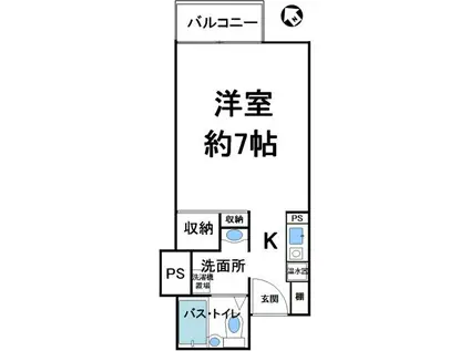 エスポワール加西(1K/1階)の間取り写真