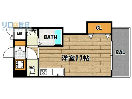 マエナカハイツ参番館(ワンルーム/2階)の間取り写真