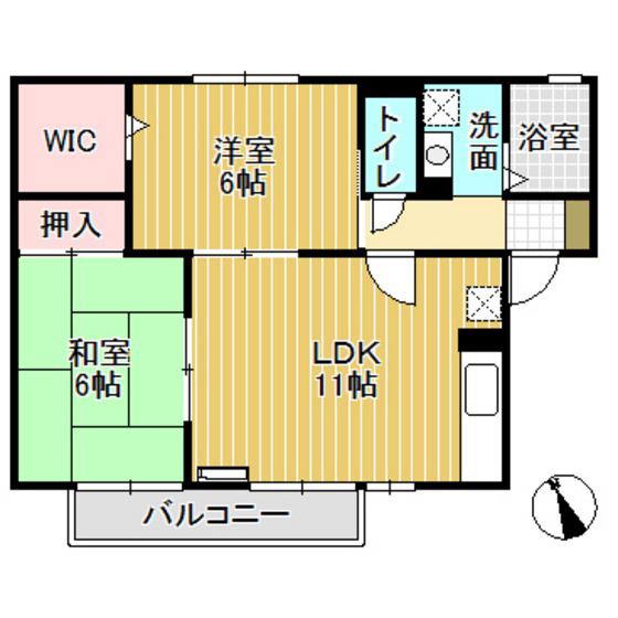 ソレイユルヴァン A棟(2LDK/1階)の間取り写真