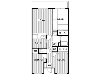 クライン・デァ・ベルク(3LDK/1階)の間取り写真