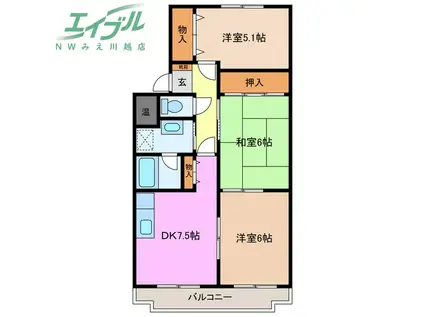 マーベラスコート(3DK/4階)の間取り写真