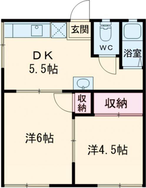 プログレス伊佐津(2DK/2階)の間取り写真