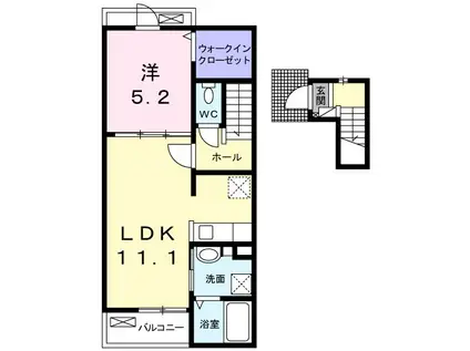 ミニョン ノンブリル川之江(1LDK/2階)の間取り写真