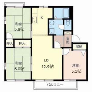 サニーパーク(3LDK/2階)の間取り写真