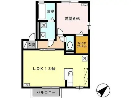 ジャルダン ポス A棟(1LDK/2階)の間取り写真