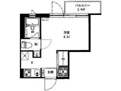 ユーロ代々木公園(ワンルーム/2階)の間取り写真