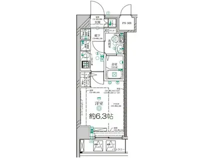 ディアレイシャス横浜サウスパレス(1K/3階)の間取り写真