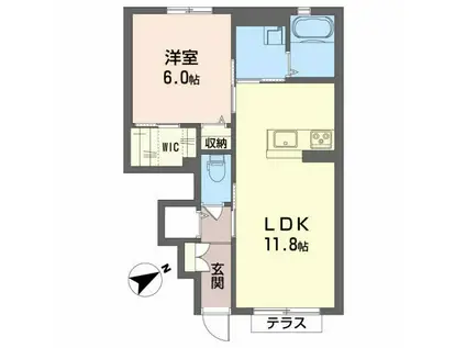 シャーメゾン 桐ノ沢I(1LDK/1階)の間取り写真