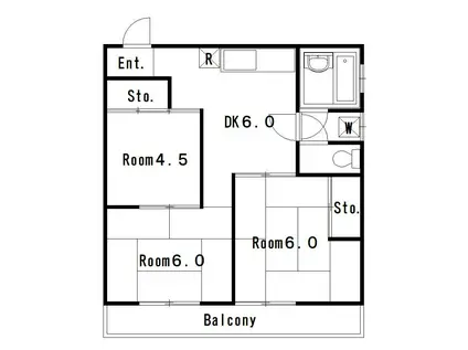 松本ビル(3DK/5階)の間取り写真