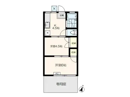 辰巳ハイム(2K/1階)の間取り写真