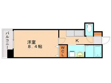 アースコートYSシティ香春口(1DK/3階)の間取り写真