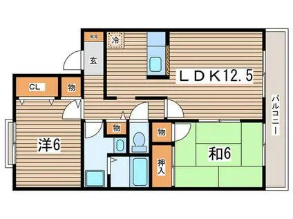 グリーンハイツC(2LDK/2階)の間取り写真