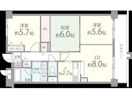 ウィステリア(3LDK/4階)の間取り写真