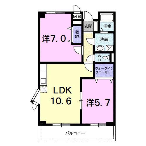 ハイム牛川通(2LDK/3階)の間取り写真