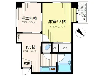 A-236-(2DK/2階)の間取り写真