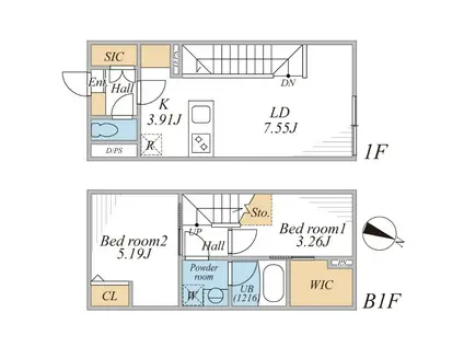 LEGALAND桜新町(2LDK/1階)の間取り写真