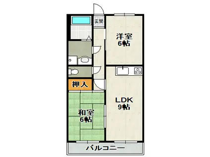 グランジュール泉ケ丘(2LDK/1階)の間取り写真