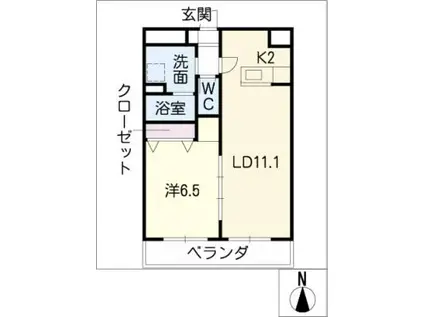 エアフォルク(1LDK/3階)の間取り写真