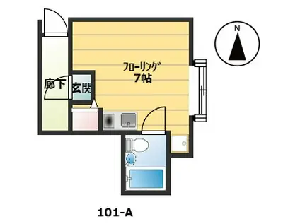 五反野ハイツS(ワンルーム/1階)の間取り写真